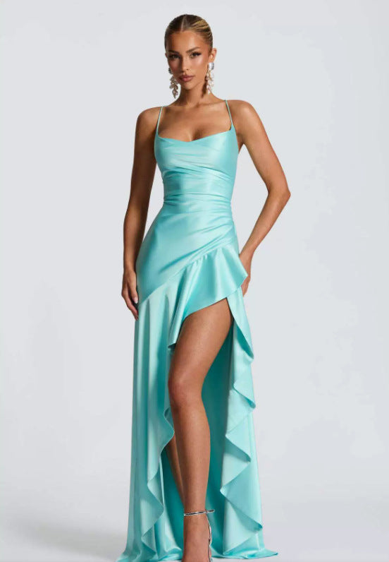 Sleeveless Backless Ruffle Dress