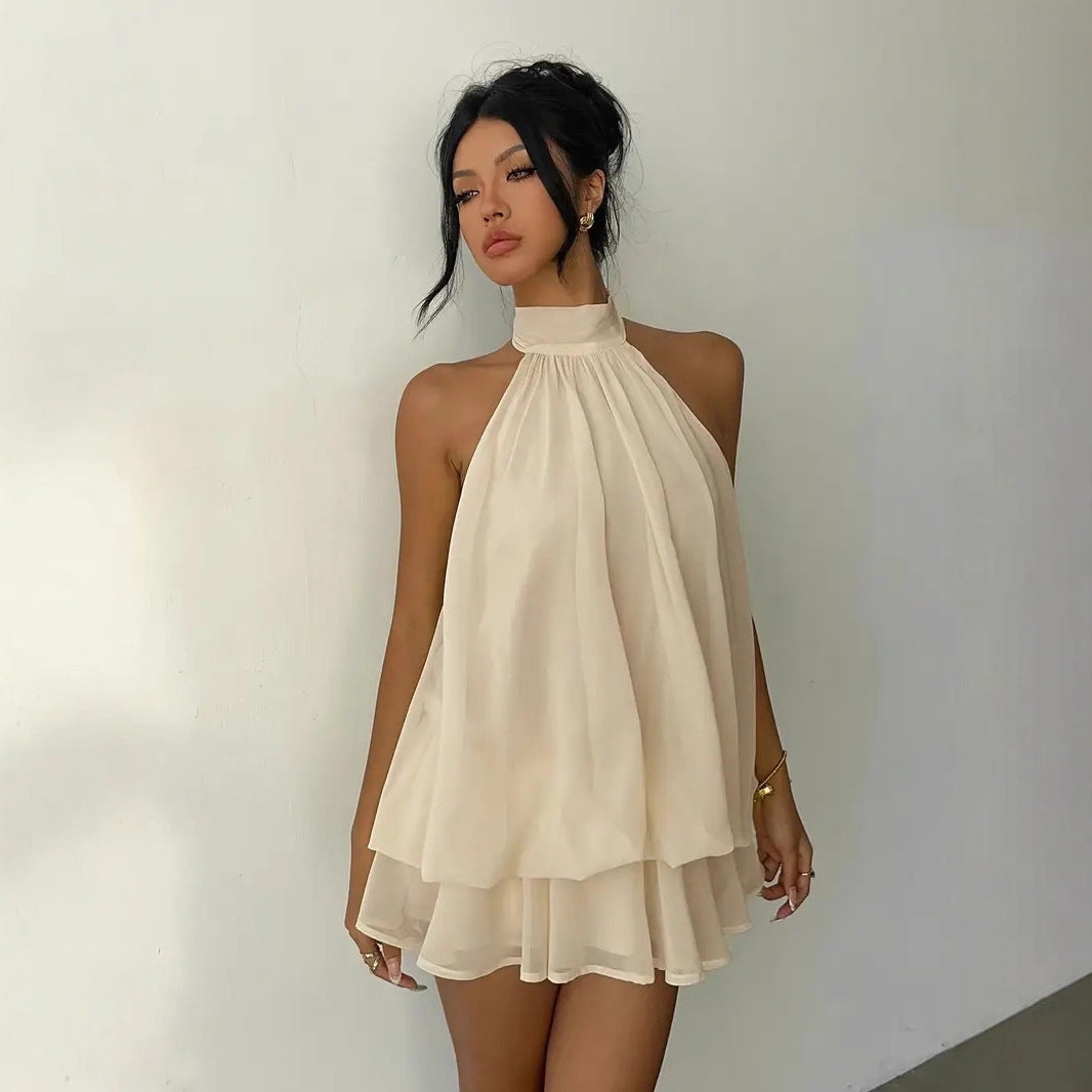 Womens Halter Neck Chiffon Dress