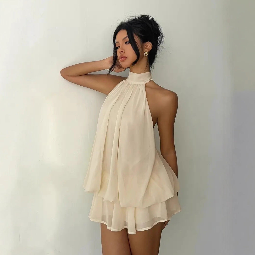 Womens Halter Neck Chiffon Dress