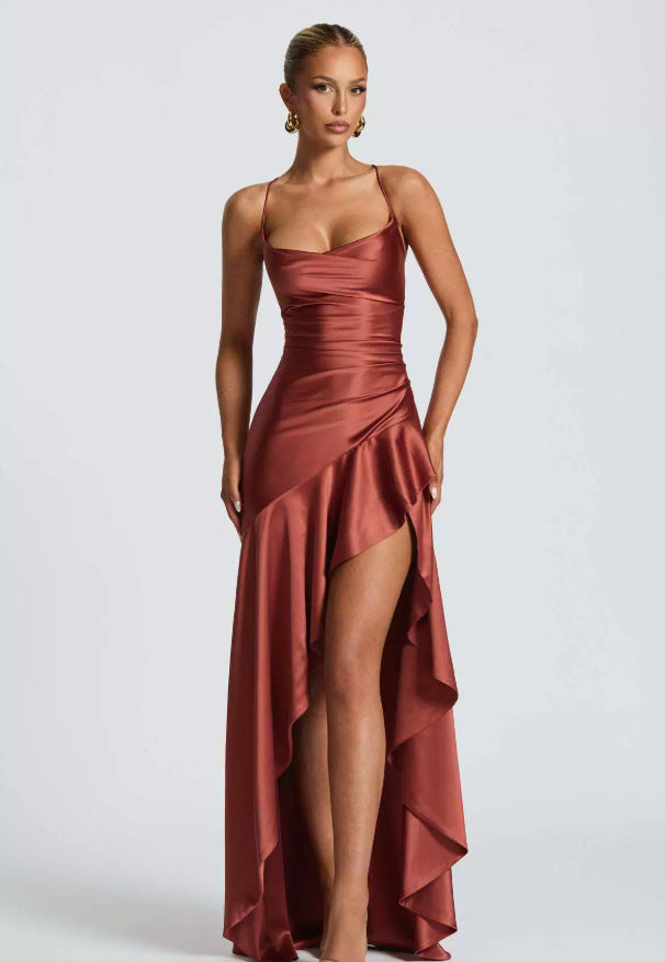 Sleeveless Backless Ruffle Dress