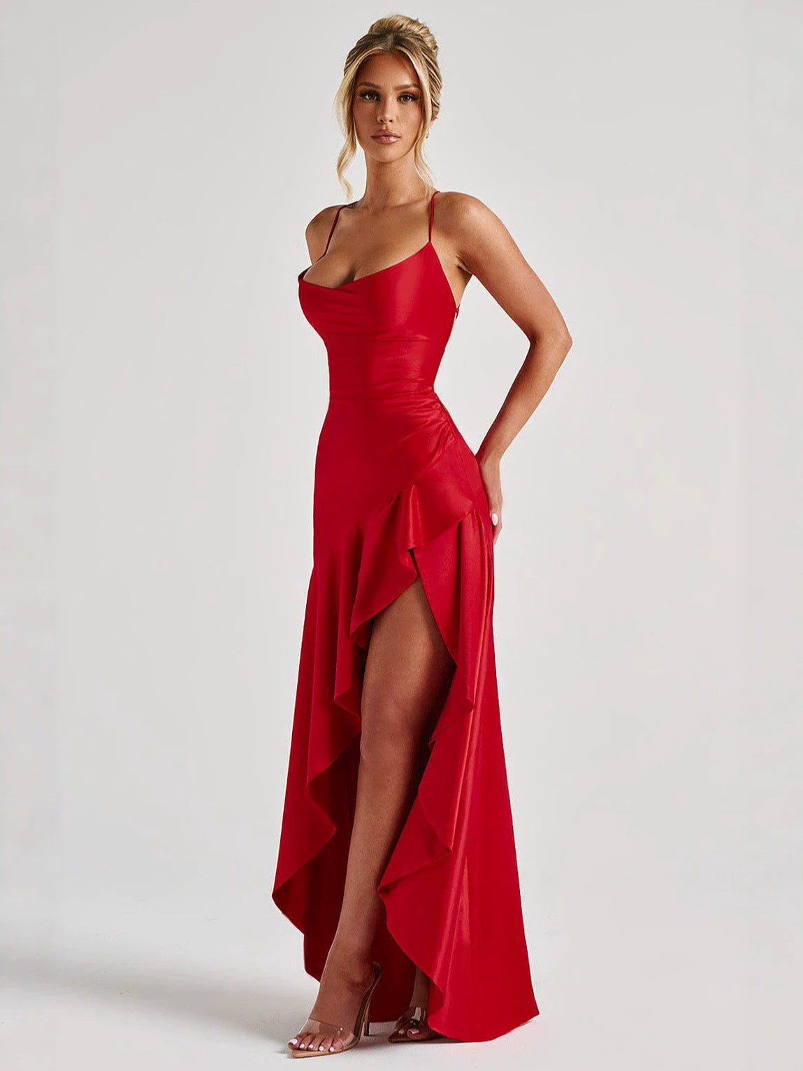 Sleeveless Backless Ruffle Dress