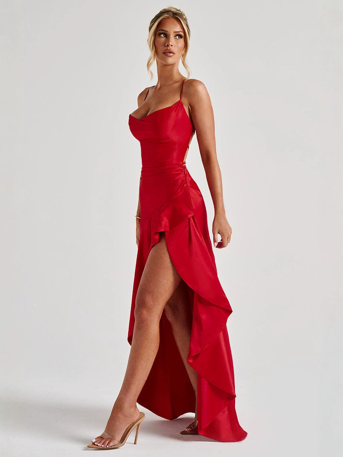 Sleeveless Backless Ruffle Dress