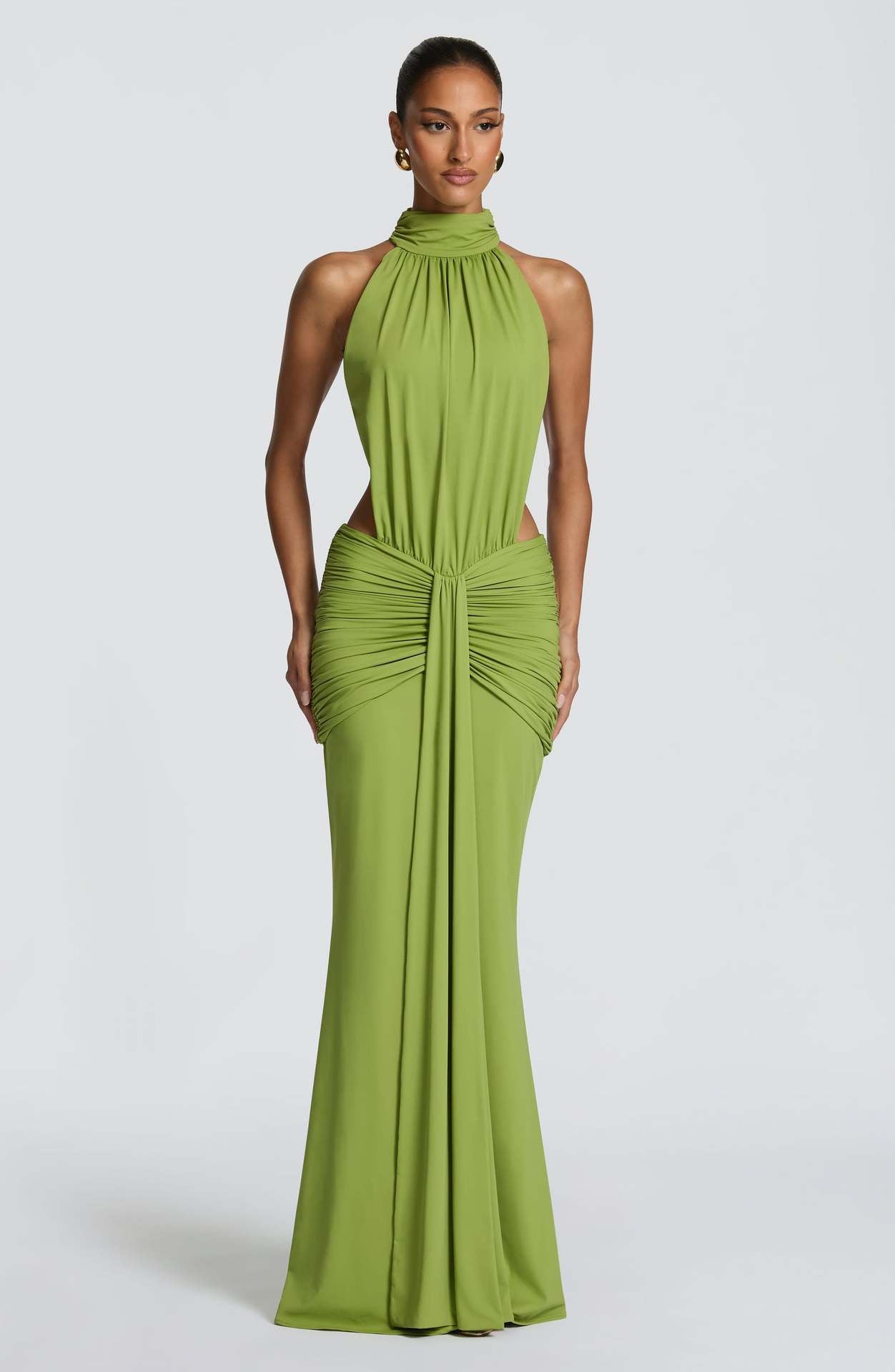 Halter Neck Pleated Long Dress