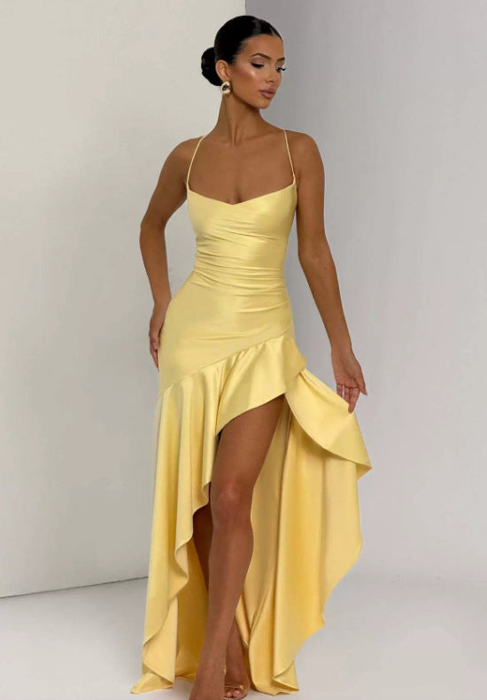 Sleeveless Backless Ruffle Dress
